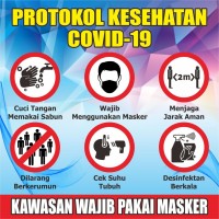 Jual SPANDUK PROTOKOL KESEHATAN COVID 19 UKURAN 1X1 METER 