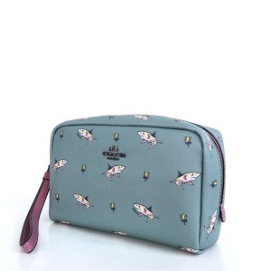 Tas Kosmetik Coach Boxy Shark Print Tokopedia