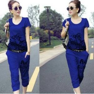 Fashion Baju Wanita Setelan Tiger Biru Tokopedia