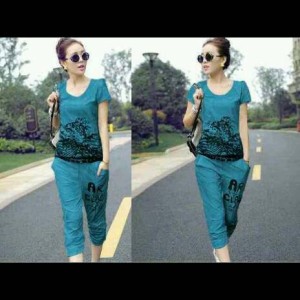 Fashion Baju Wanita Setelan Tiger Biru Tokopedia
