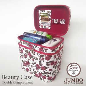 Exclusive Jumbo Size Tas Tempat Kosmetik Bunga Pink Beautycase Tokopedia