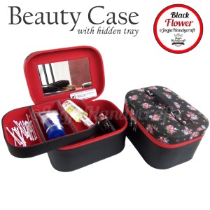 Makeup Pouch Tempat Kosmetik Cantik Motif Flower Black Beauty Case Tokopedia