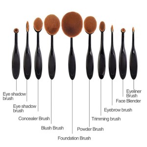 Kuas Kosmetik Make Up Oval Brush Wajah 10 Pcs Black Tokopedia