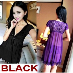 Sexy Lingerie Black Baby Doll Baju Tidur Tokopedia
