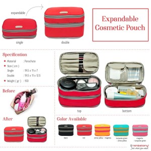 Expandable Cosmetics Pouch Ecp Red Dompet Kosmetik Tokopedia