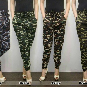 Celana Jogger Joger Pants Bahan Stretch Loreng Army Cewek Wanita Murah Tokopedia