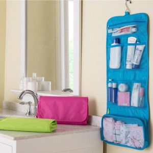 Tas Travel Perlengkapan Mandi Dan Kosmetik Lipat Biru Muda Tokopedia