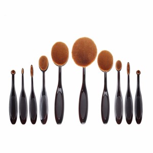 Kuas Kosmetik Make Up Oval Brush Wajah 10 Pcs Black Tokopedia