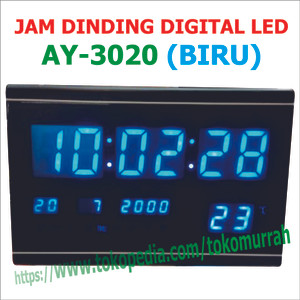 Jam Dinding Digital Led Ay 3020 Biru Tokopedia