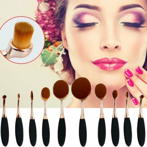Kuas Kosmetik Make Up Oval Brush Wajah 10 Pcs Black Tokopedia
