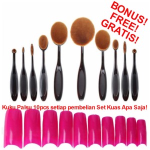 Kuas Kosmetik Make Up Oval Brush Wajah 10 Pcs Black Tokopedia