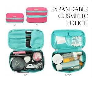 Expandable Cosmetics Pouch Ecp Magenta T Green Dompet Kosmetik Terlaris Tokopedia