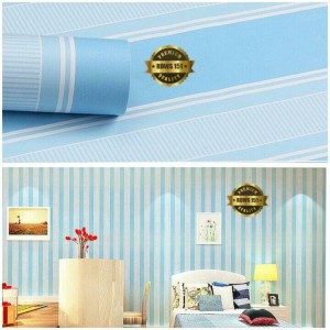 Jual Wallpaper Sticker Dinding Motif Garis Biru 10 M x 45 Cm