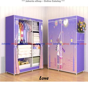 Lemari Pakaian Motif Love Lemari Baju Portable Tokopedia