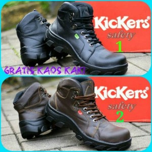 Kickers Boots Safety Ujung Besi Kulit Hitam Sepatu Tracking Adventure Kerja Motor Retsleting Tali Tokopedia