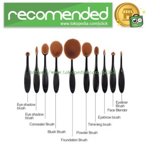 Kuas Kosmetik Make Up Oval Brush Wajah 10 Pcs Black Tokopedia