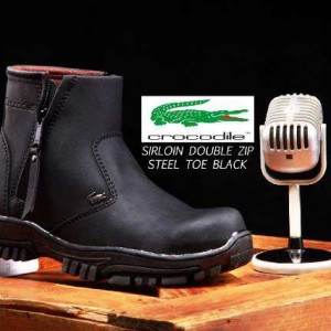 Sepatu Boots Pria Crocodile Zipper Safety Kulit Asli Coklat Tokopedia