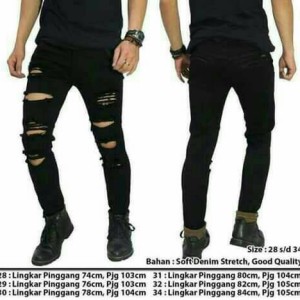Celana Jeans Ripped Sobek Pria Tokopedia