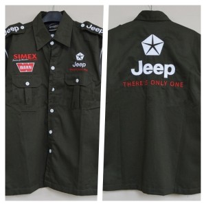 Baju Kemeja Bordir Otomotif Jeep Creem Tokopedia