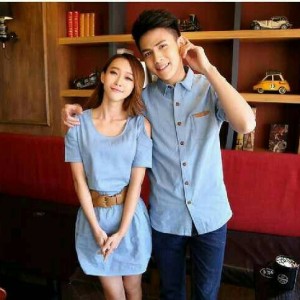 Baju Kemeja Dress Couple Denim Vans Tokopedia