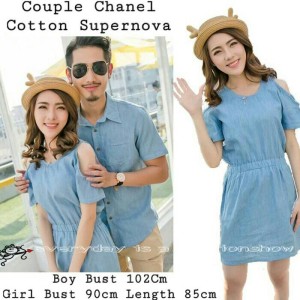 Baju Kemeja Dress Couple Denim Vans Tokopedia