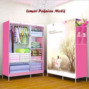 Lemari Pakaian Motif Love Lemari Baju Portable Tokopedia
