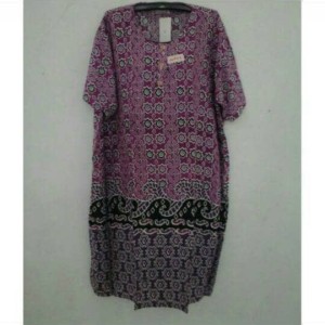 Daster Pendek Batik Kencana Ungu Model 25 Label Biru Daster Plisket Saku Tokopedia