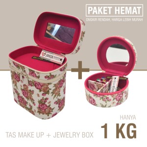 Rromo Paket Hemat Tas Kosmetik Box Perhiasan Pink Shabby Lucu Tokopedia