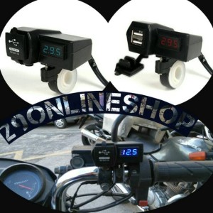 Charger Hp Motor Dual Usb Plus Voltmeter Tokopedia