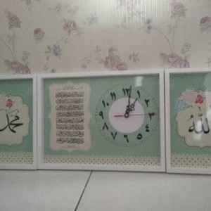 Jam Dinding Kaligrafi Ayat Kursi Gold Mesin Sweep Tokopedia