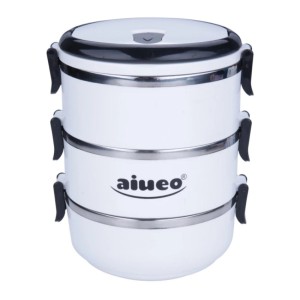AIUEO Eco Lunch Box Stainless Steel Rantang 3 Susun Glossy