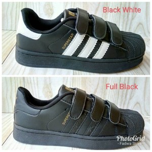 Adidas Kids Sepatu Sekolah Anak Hitam Full Black Sneaker Anak Laki Laki Perempuan Size 33 37 Tokopedia
