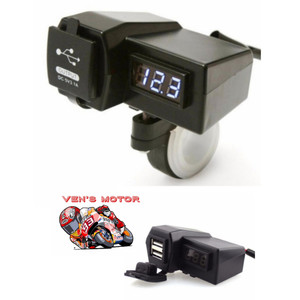 Charger Hp Motor Dual Usb Plus Voltmeter Tokopedia