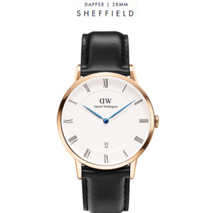 Daniel Wellington Dapper Black Rosegold Plat White 38mm Spr Originalbm Tokopedia