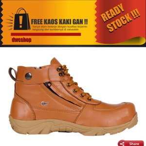 Sepatu Boots Pria Crocodile Zipper Safety Kulit Asli Coklat Tokopedia