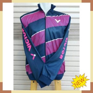 Jaket Badminton Victor Jv 18 Navy Magenta Tokopedia