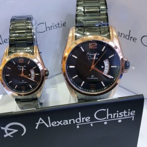 Jam Tangan Couple Alexandre Christie Ac8289 Black Rose Gold Original Tokopedia