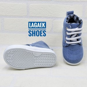 Sepatu Anak Boots Jeans Biru Kotak Tali Usia 2 5 Tahun Tokopedia
