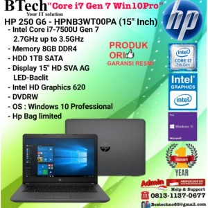 Hp 250 G6 Hpnb3wt00pa I7 7500u Windows 10 Pro Tokopedia