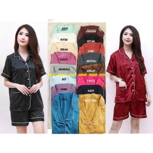Baju Tidur Piyama Satin Baju Panjang Celana Panjang Setelan Tokopedia