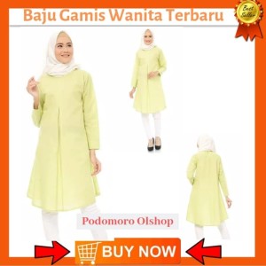 Tunik Kemeja Baju Atasan Tunik Pocket Blouse Jilbab Hijab Blus Muslim Tokopedia