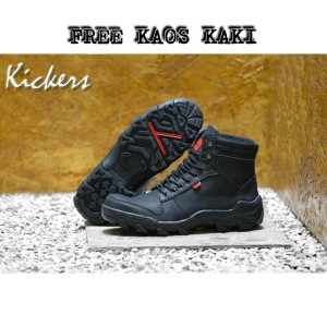 Kickers Boots Safety Ujung Besi Kulit Hitam Sepatu Tracking Adventure Kerja Motor Retsleting Tali Tokopedia