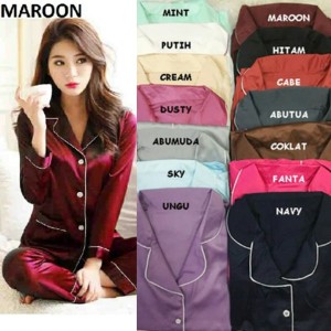 Baju Tidur Piyama Satin Baju Panjang Celana Panjang Setelan Tokopedia