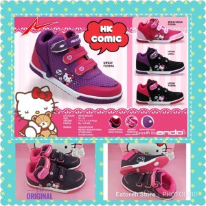 Sepatu Ando Hello Kitty Terbaru Sepatu Anak Perempuan Hitam Putih Tokopedia