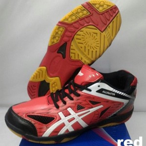 Sepatu Badminton Bulutangkis Professional Alligator Black Red Silver Tokopedia
