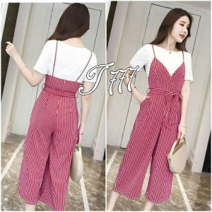 Jumpsuit Baju Setelan Wanita Stripe Tokopedia