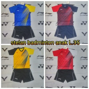 Baju Kaos Setelan Badminton Anak Lining L 35 Kuning Tokopedia