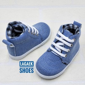Sepatu Anak Boots Jeans Biru Kotak Tali Usia 2 5 Tahun Tokopedia