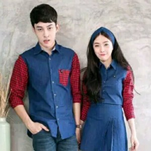 Baju Kemeja Dress Couple Denim Vans Tokopedia