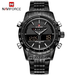 Jam Pria Original Naviforce N9024 Dualtime Tachymeter Black Chain White Stripe Hargajam Harga Jam Tangan Cowok Ori Anti Air Tokopedia